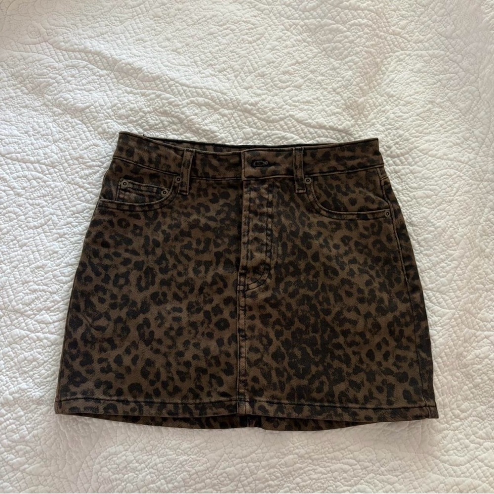 Gianni Bini Brown Leopard Mini Skirt